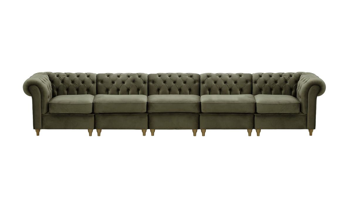Chesterfield – Canapé Modulaire, graphite - Velluto 19, Couleur des pieds: Noir wax