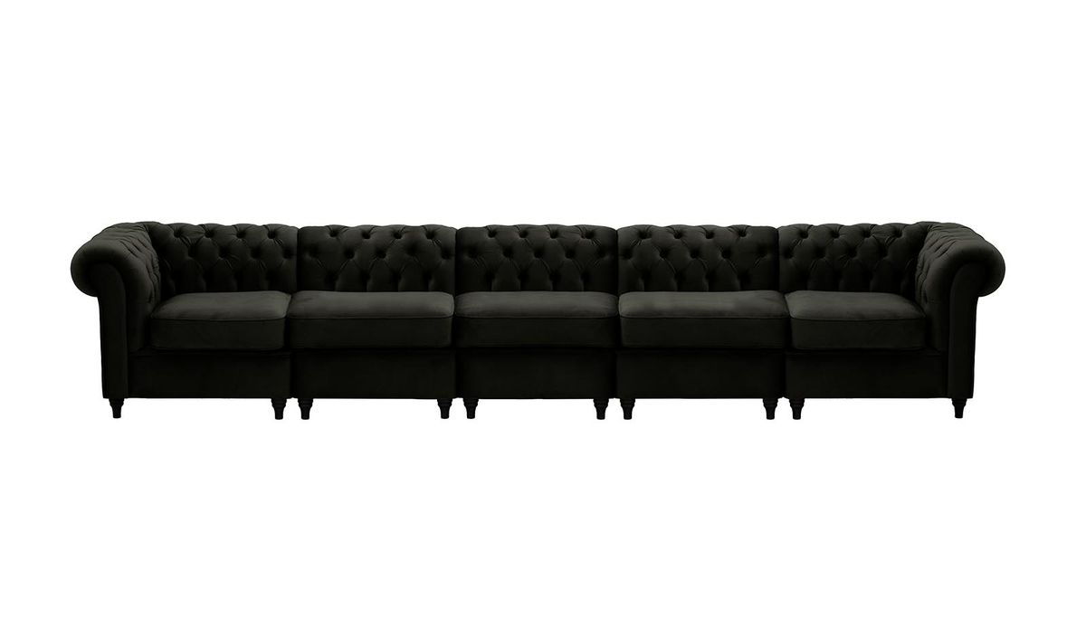 Chesterfield – Canapé Modulaire, noir - Velluto 20, Couleur des pieds: Noir