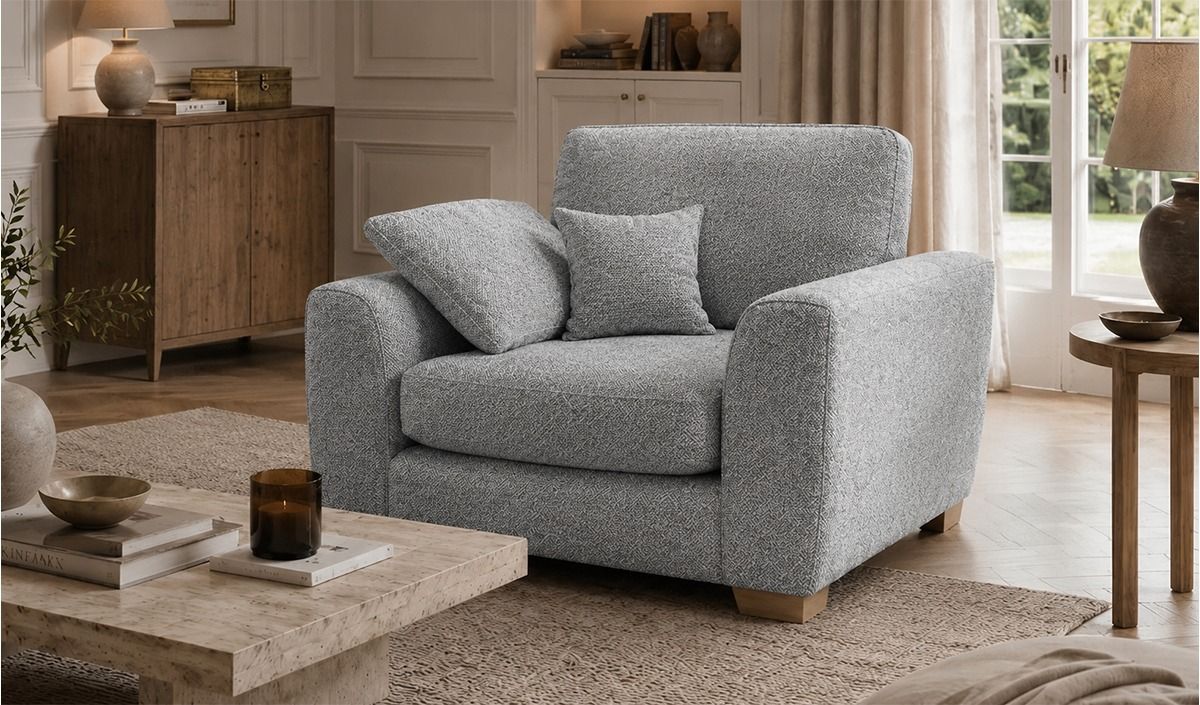 Fauteuil Ronay, Mid Boucle Grey - gris clair, Couleur des pieds: Chêne clair