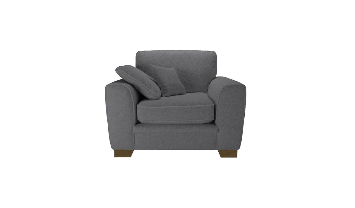 Fauteuil Ronay, Teddy granite - graphite, Couleur des pieds: Chêne foncé