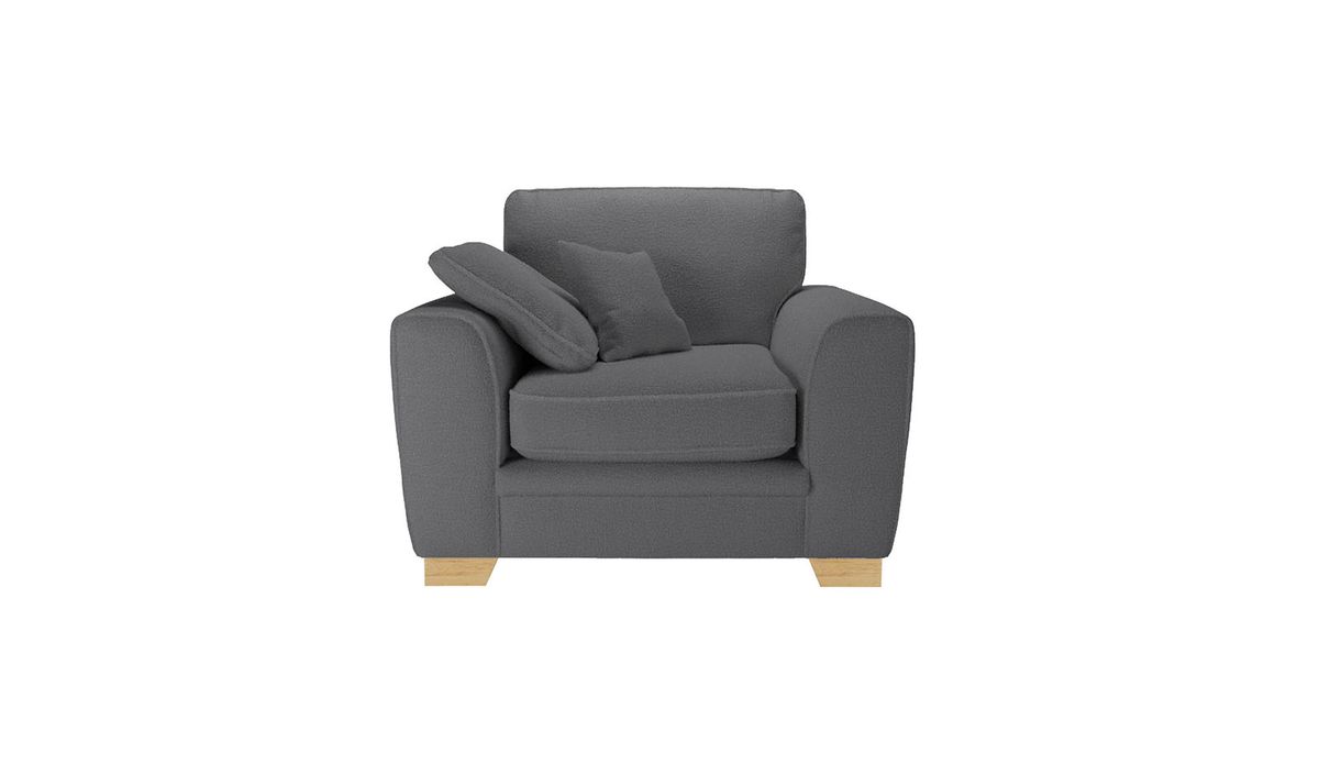 Fauteuil Ronay, Teddy granite - graphite, Couleur des pieds: Chêne clair