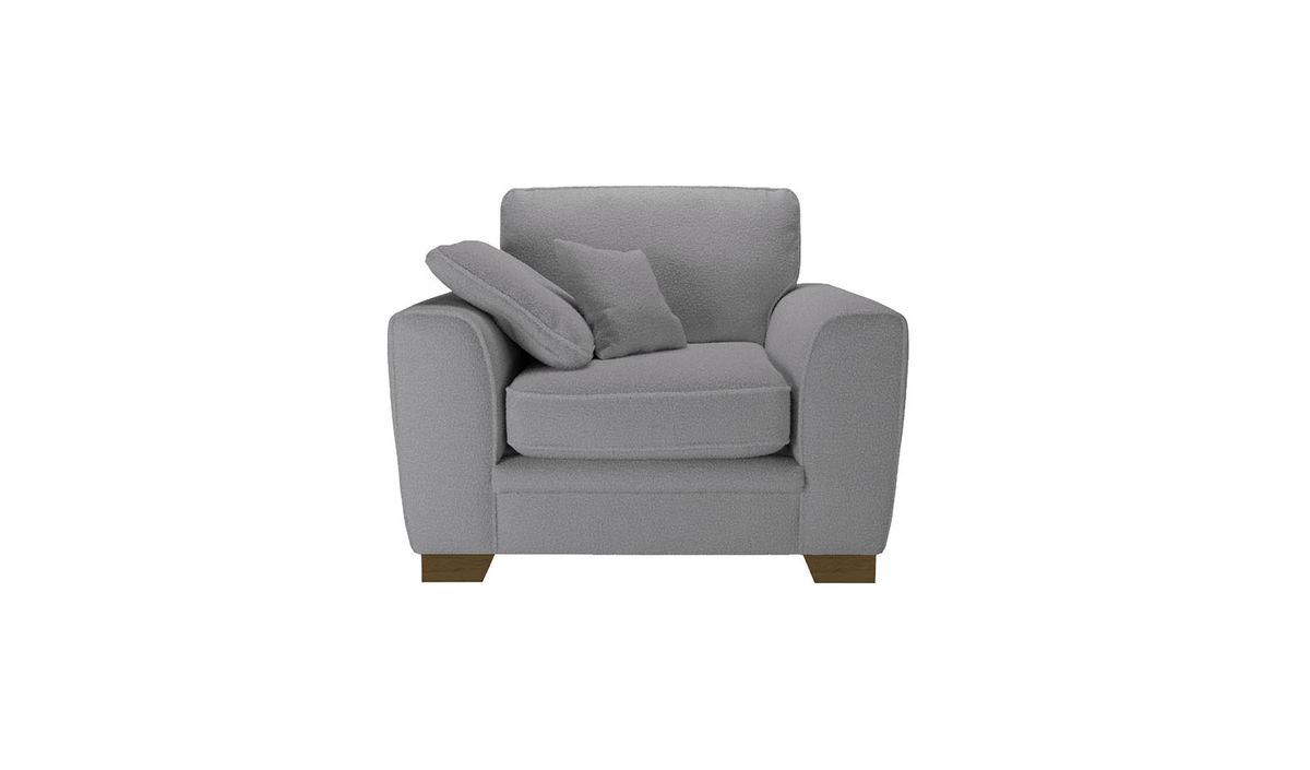 Fauteuil Ronay, Teddy slate - gris, Couleur des pieds: Chêne foncé