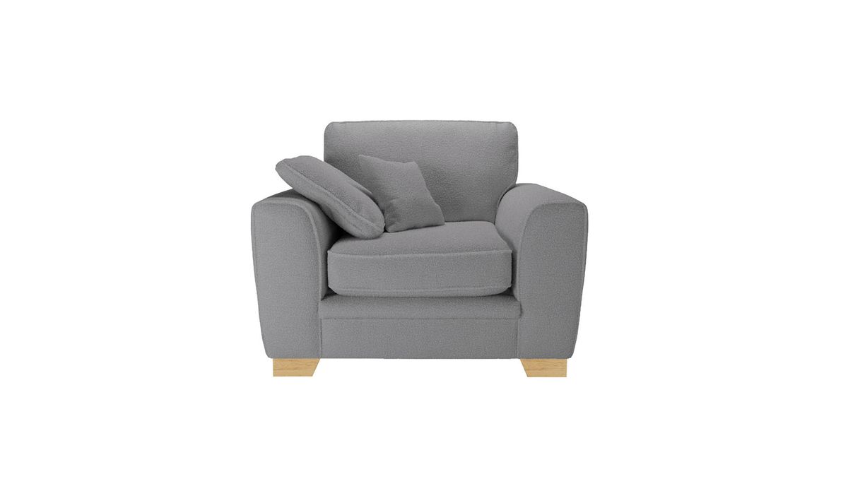 Fauteuil Ronay, Teddy slate - gris, Couleur des pieds: Chêne clair