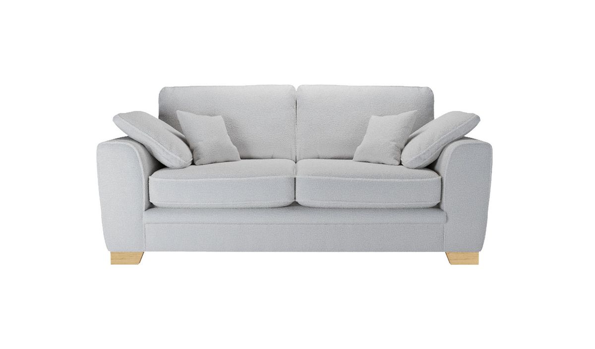 Ronay canapé deux places, Teddy dove - gris clair, Couleur des pieds: Chêne clair