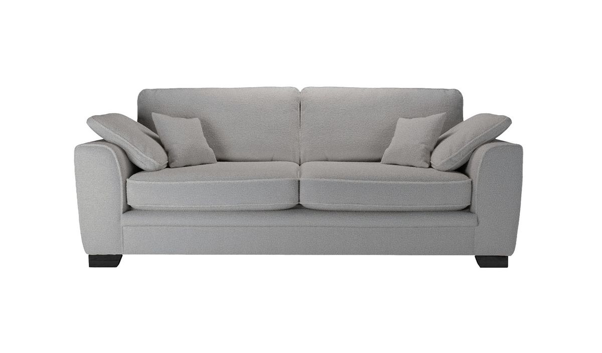 Ronay canapé trois places, Teddy slate - gris, Couleur des pieds: Noir