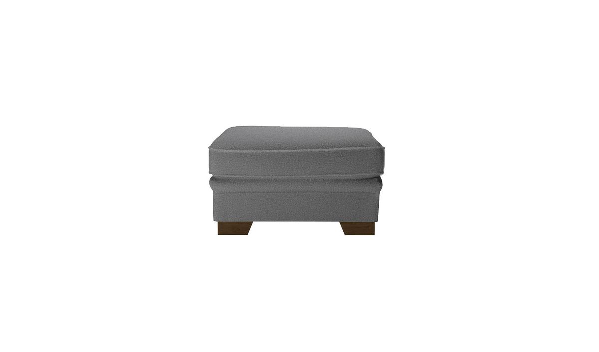 Pouf Ronay, Teddy granite - graphite, Couleur des pieds: Chêne foncé