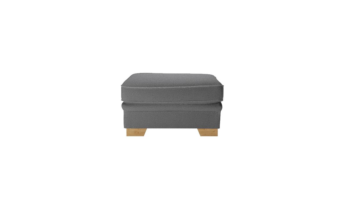 Pouf Ronay, Teddy granite - graphite, Couleur des pieds: Chêne clair
