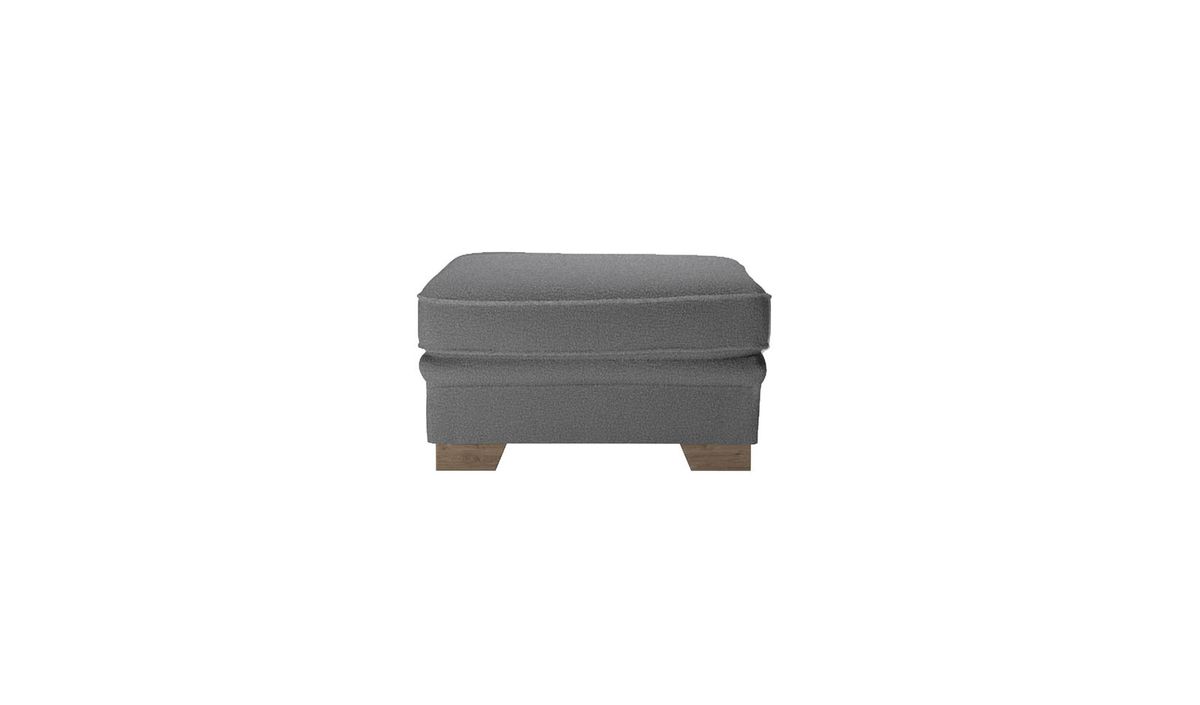 Pouf Ronay, Teddy granite - graphite, Couleur des pieds: Noir wax