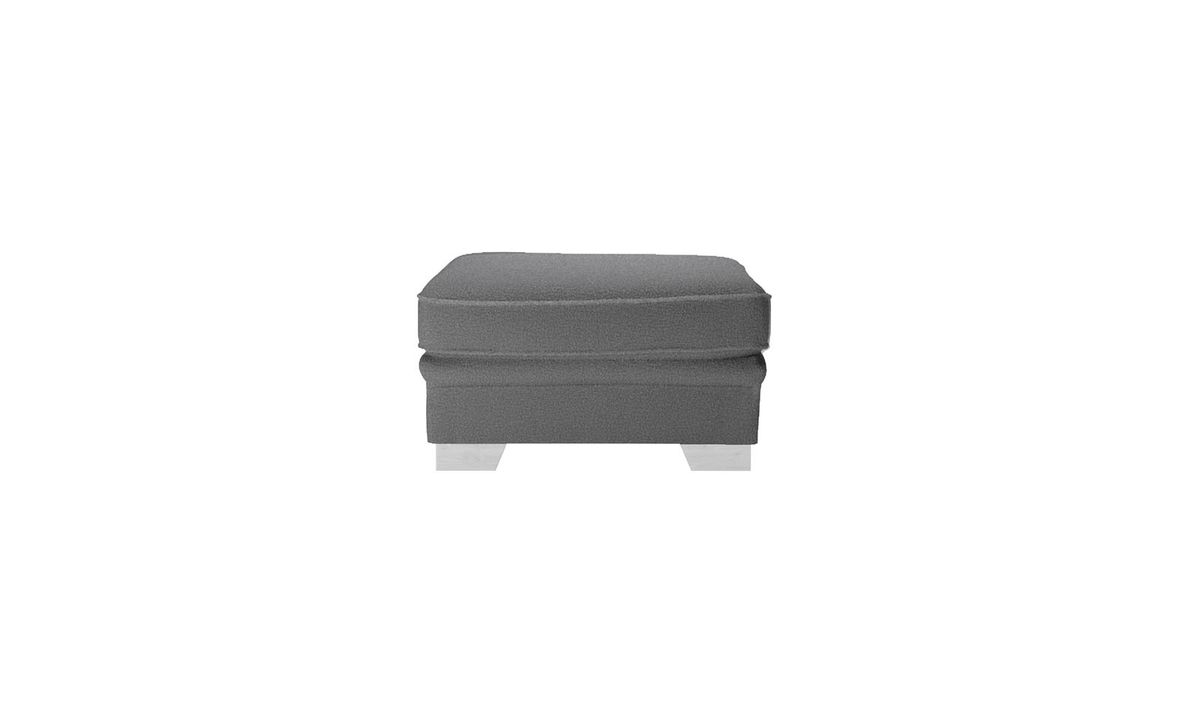 Pouf Ronay, Teddy granite - graphite, Couleur des pieds: Blanc