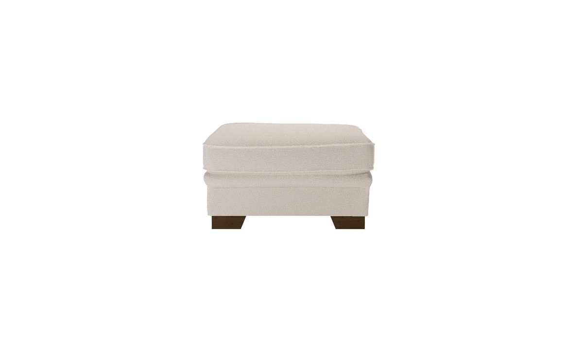Pouf Ronay, Teddy latte - café au lait, Couleur des pieds: Chêne foncé
