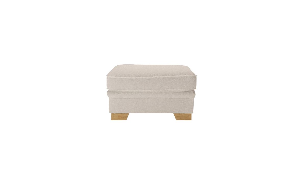 Pouf Ronay, Teddy latte - café au lait, Couleur des pieds: Chêne clair