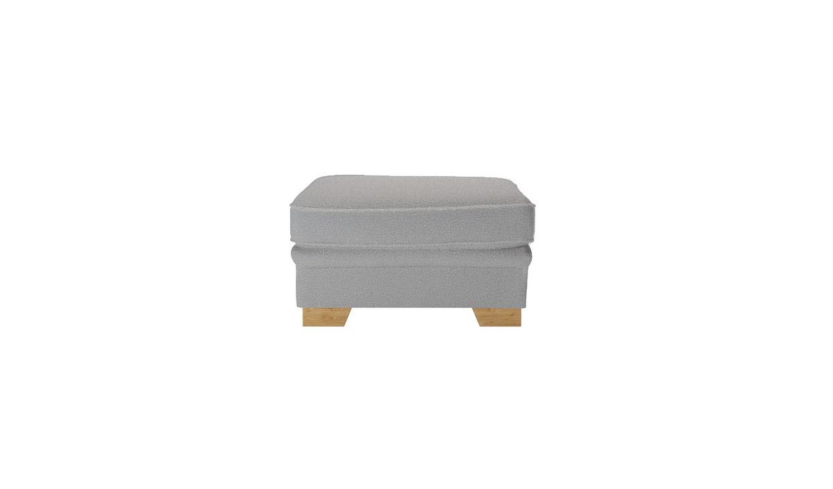 Pouf Ronay, Teddy slate - gris, Couleur des pieds: Chêne clair