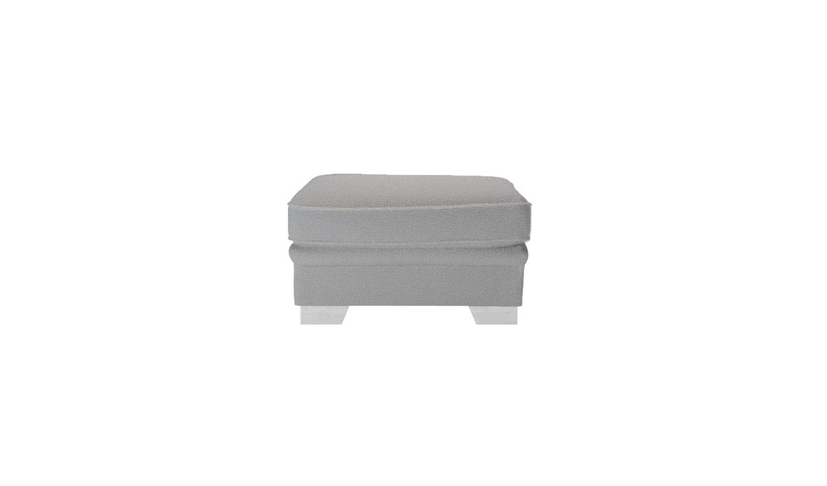 Pouf Ronay, Teddy slate - gris, Couleur des pieds: Blanc
