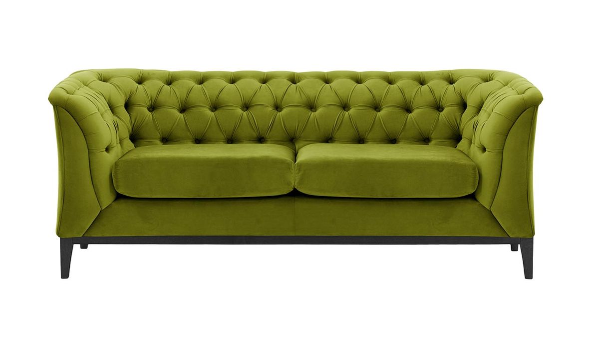 Canapé deux places Chesterfield Modern Wood, noir - Velluto 20, Couleur des pieds: Noir