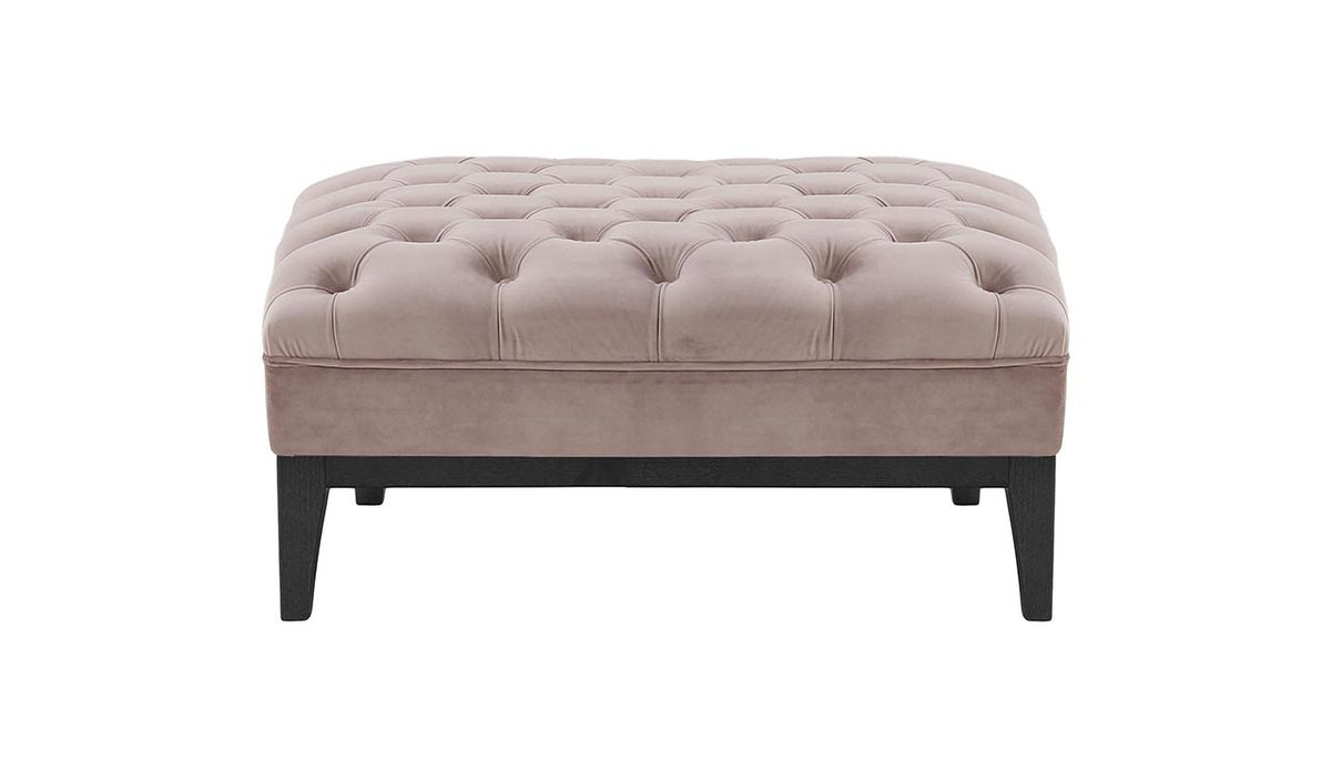 Pouf Chesterfield Modern Wood, lila/rose - Velluto 14, Couleur des pieds: Noir