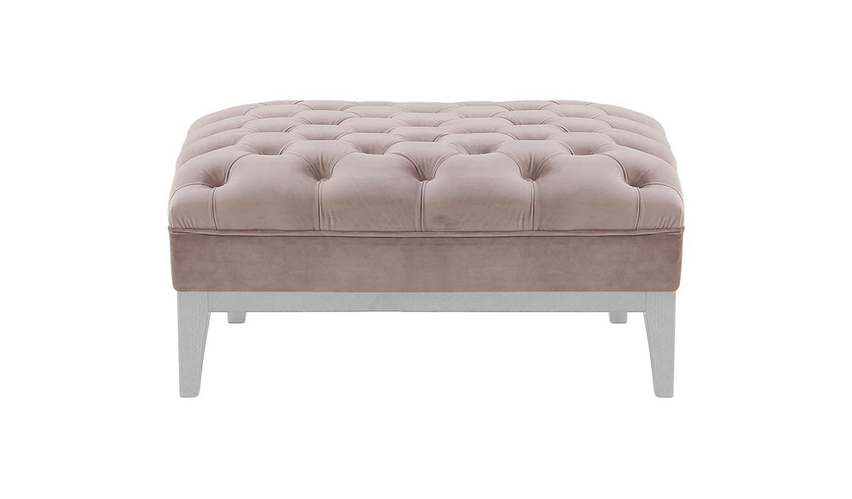 Pouf Chesterfield Modern Wood, lila/rose - Velluto 14, Couleur des pieds: Blanc
