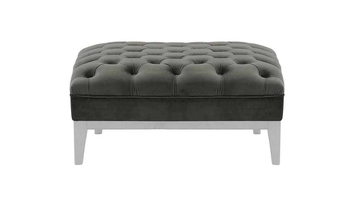 Pouf Chesterfield Modern Wood, graphite - Velluto 19, Couleur des pieds: Blanc