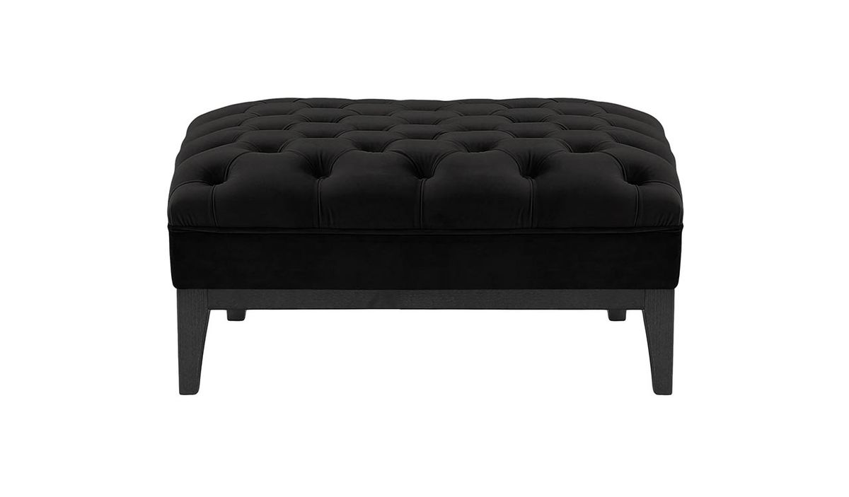 Pouf Chesterfield Modern Wood, noir - Velluto 20, Couleur des pieds: Noir