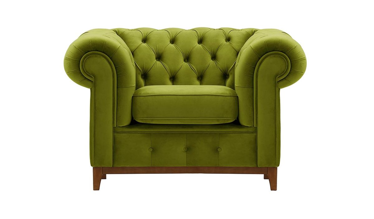 Fauteuil Chesterfield Grand, olive - Velluto 9, Couleur des pieds: aveo