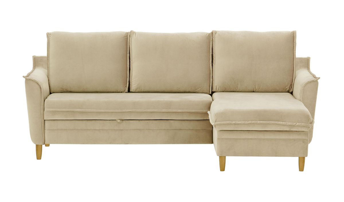 Canapé d’angle avec fonction lit et coffre de rangement Amour, beige clair - Velluto 2