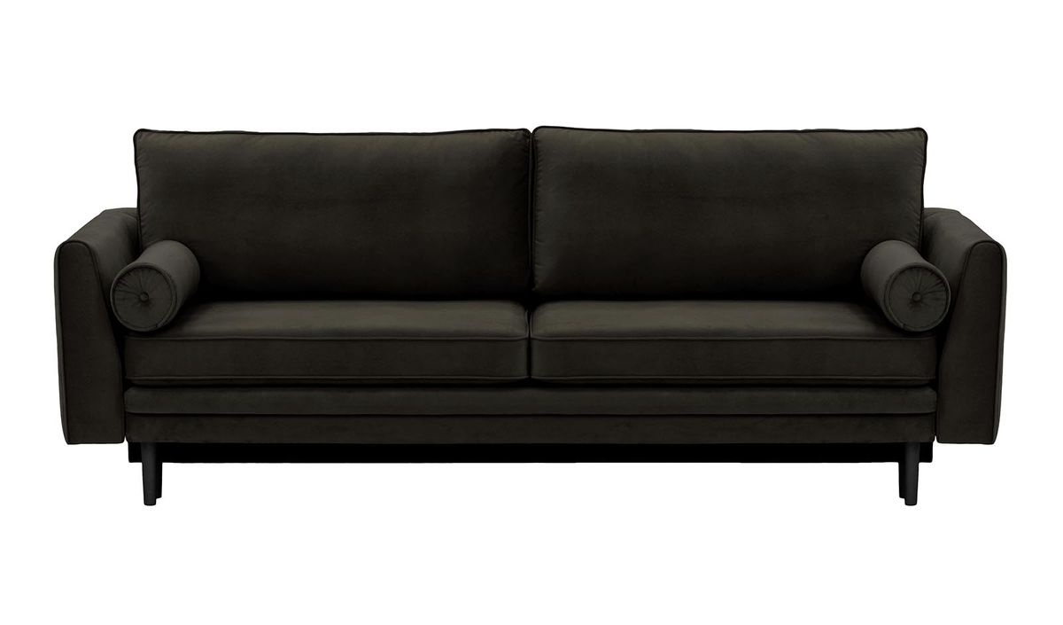 Canapé convertible avec coffre de rangement Cornelia, noir - Velluto 20, Couleur des pieds: Noir