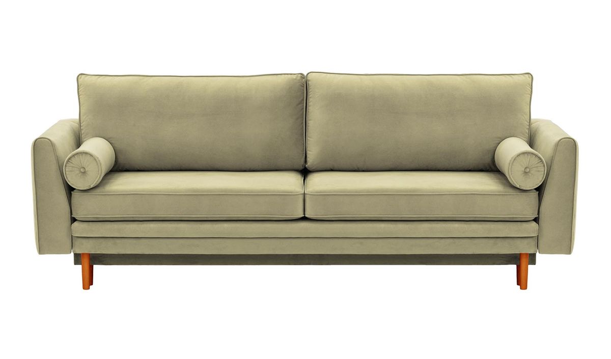 Canapé convertible avec coffre de rangement Cornelia, beige - Velluto 3, Couleur des pieds: aveo