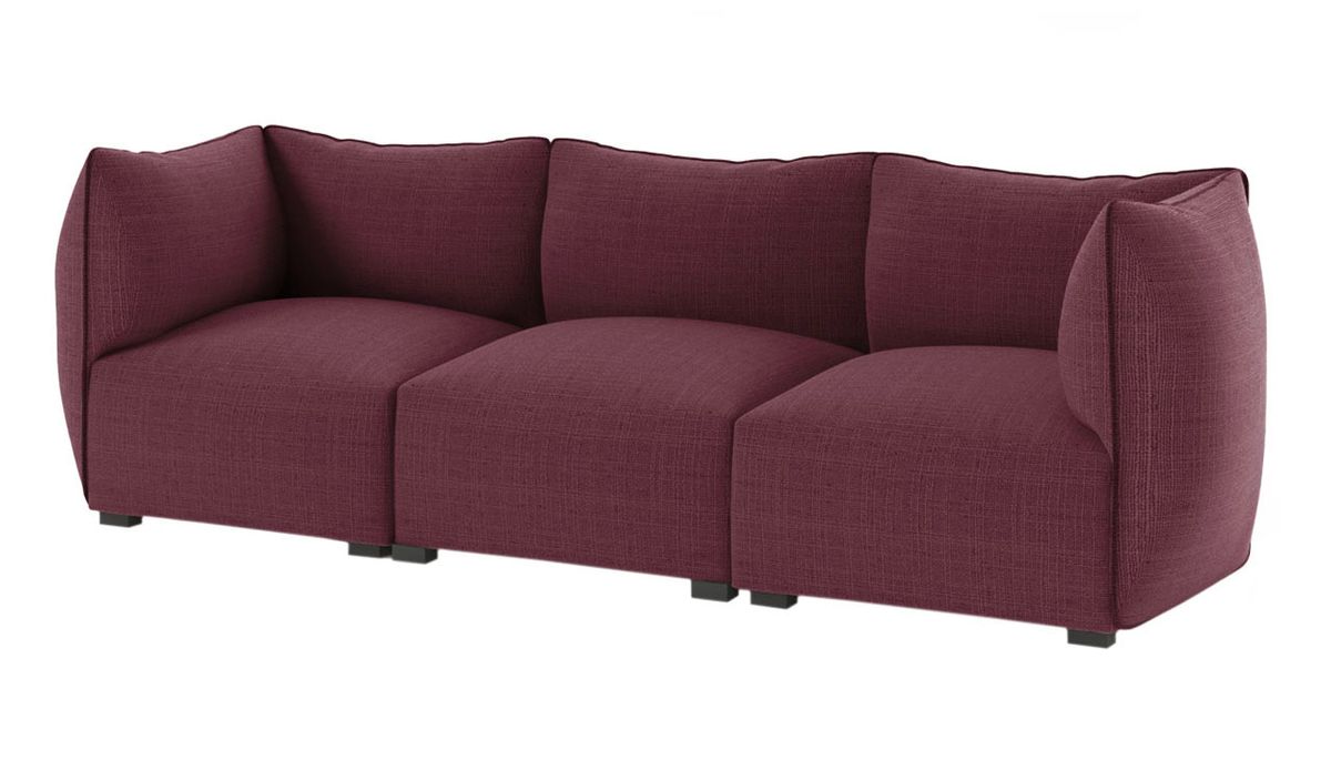 Canapé trois places modulaire Puzzle, violet foncé - Sawana 70