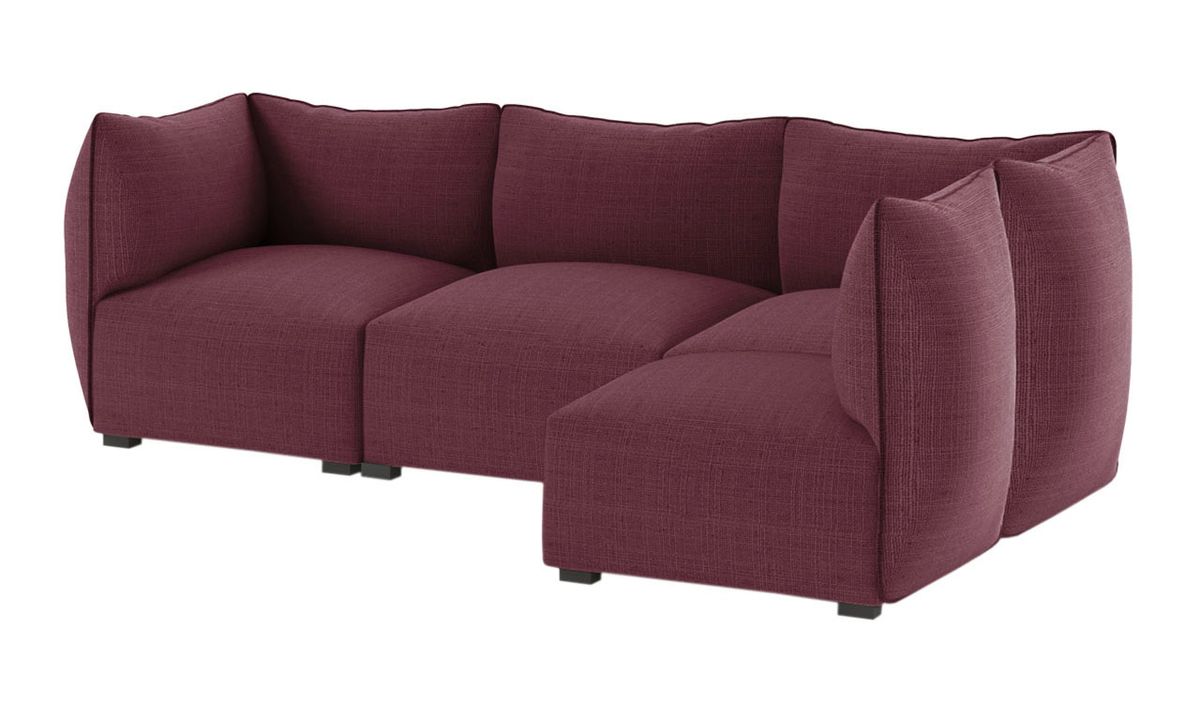 Canapé d’angle modulaire Puzzle, violet foncé - Sawana 70