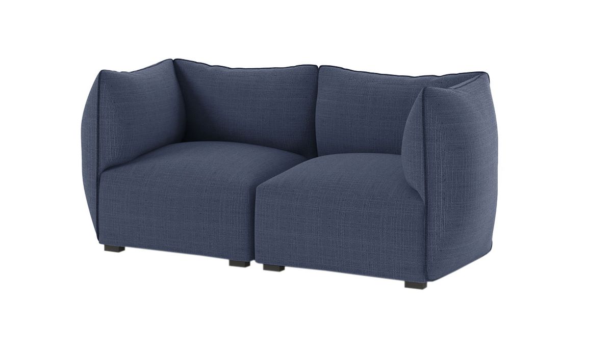 Canapé deux places modulaire Puzzle, bleu foncé - Sawana 80