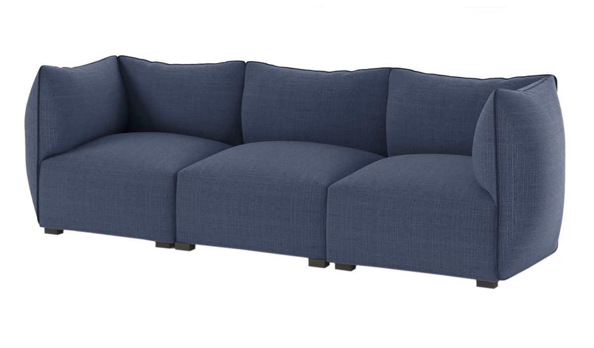 Canapé trois places modulaire Puzzle, bleu foncé - Sawana 80