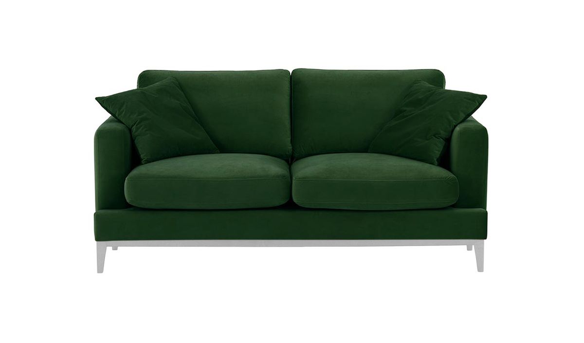 Canapé 2,5 places Covex Wood, vert foncé - Velluto 10, Couleur des pieds: Blanc