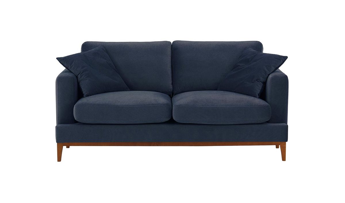 Canapé 2,5 places Covex Wood, bleu - Velluto 11, Couleur des pieds: aveo