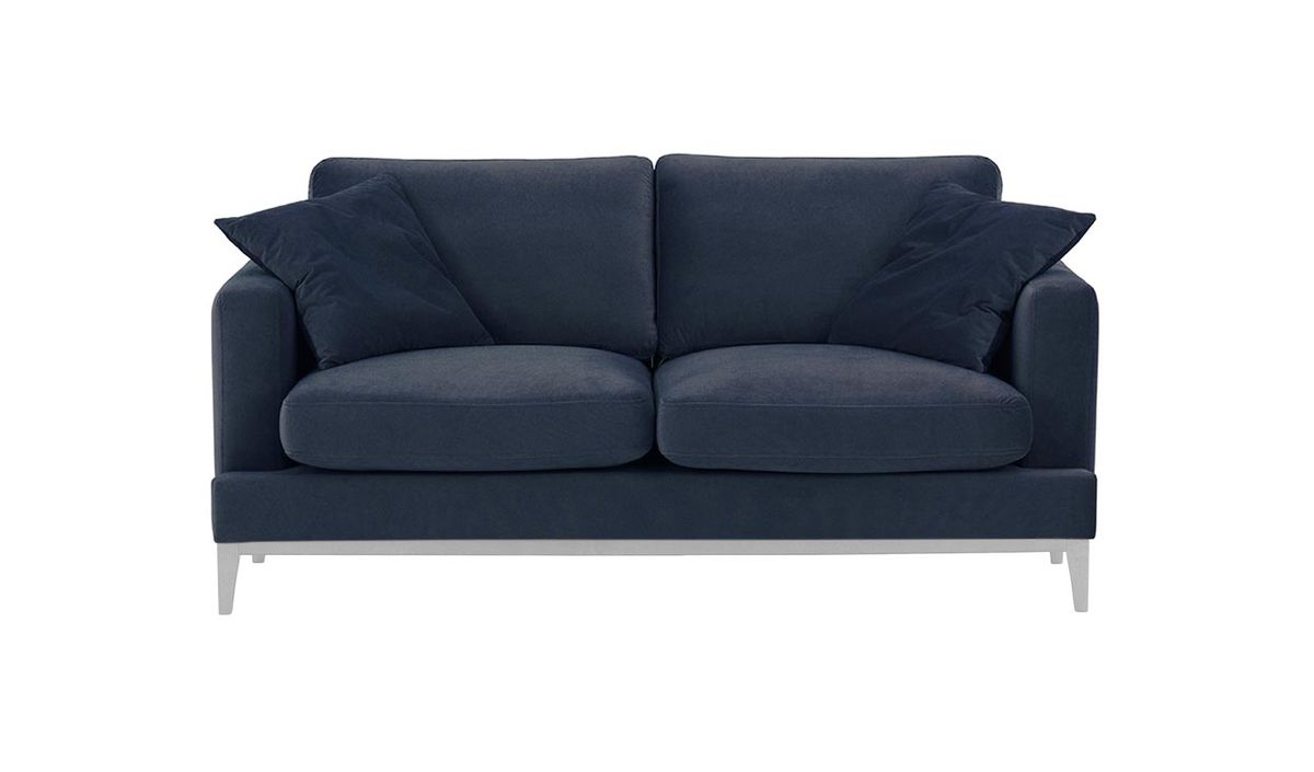 Canapé 2,5 places Covex Wood, bleu - Velluto 11, Couleur des pieds: Blanc