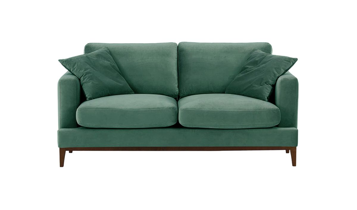 Canapé 2,5 places Covex Wood, bleu - Velluto 12, Couleur des pieds: Chêne foncé