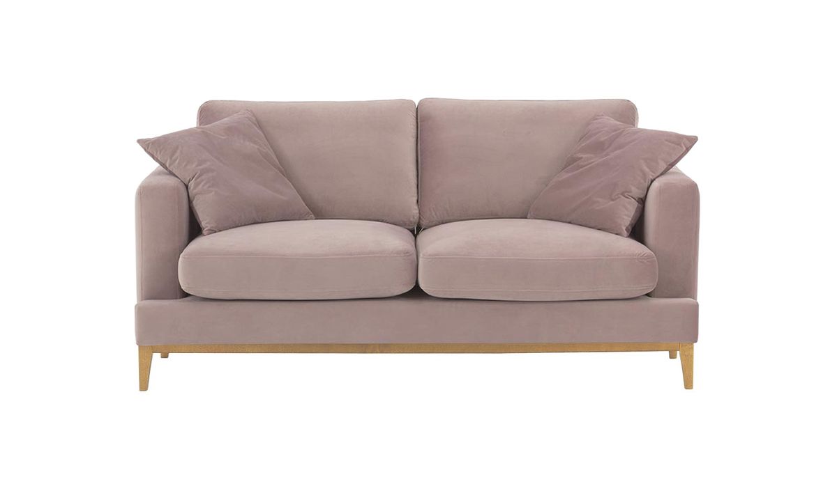 Canapé 2,5 places Covex Wood, lila/rose - Velluto 14, Couleur des pieds: Chêne clair