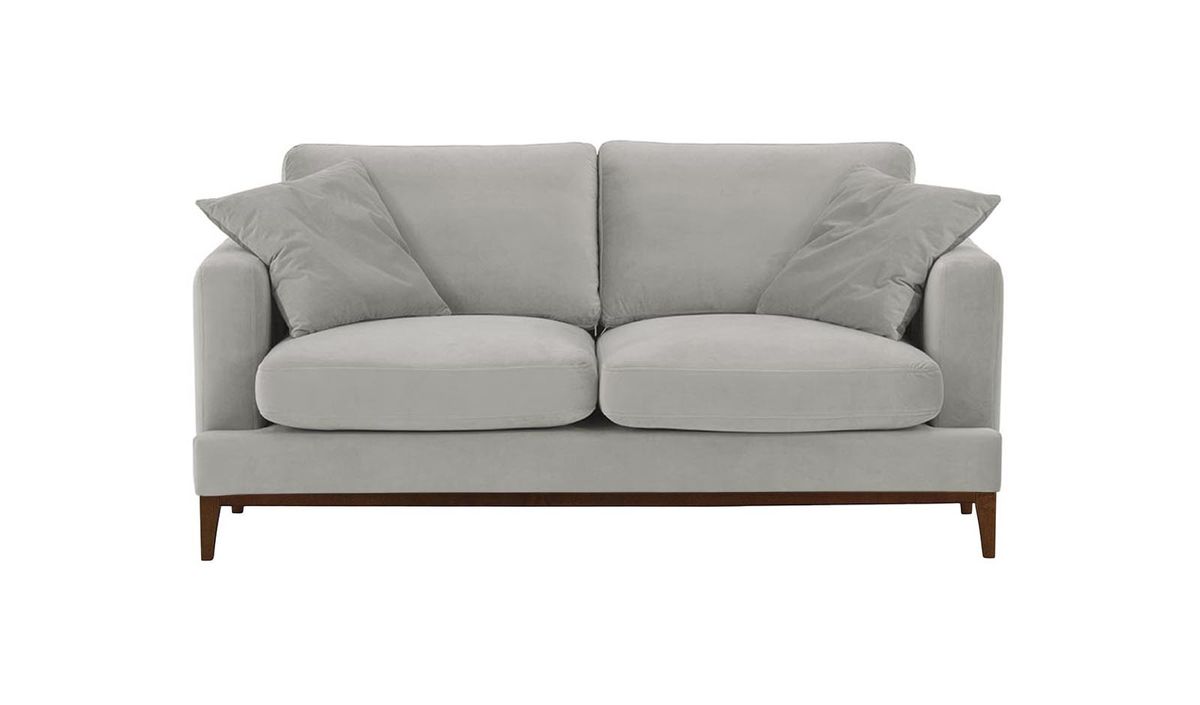 Canapé 2,5 places Covex Wood, gris clair - Velluto 15, Couleur des pieds: Chêne foncé