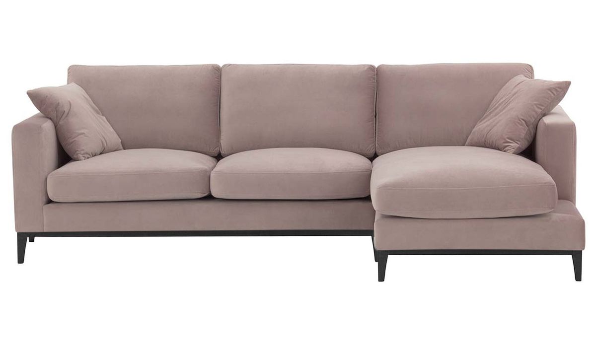 Canapé d’angle droit Covex Wood, lila/rose - Velluto 14, Couleur des pieds: Noir