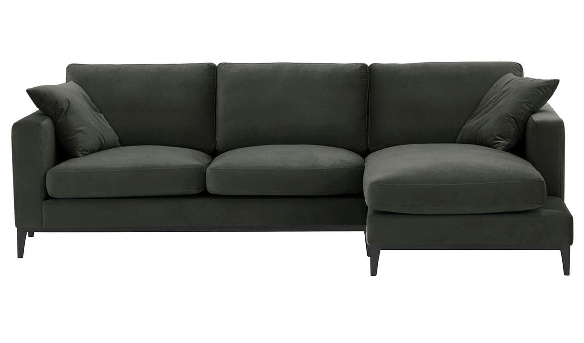 Canapé d’angle droit Covex Wood, graphite - Velluto 19, Couleur des pieds: Noir
