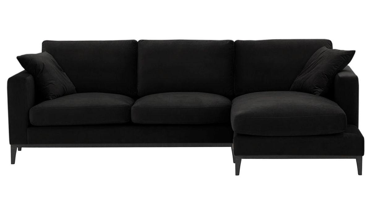 Canapé d’angle droit Covex Wood, noir - Velluto 20, Couleur des pieds: Noir