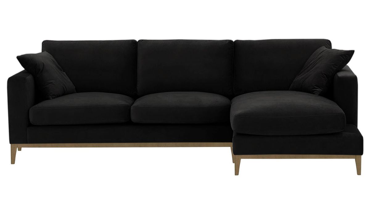 Canapé d’angle droit Covex Wood, noir - Velluto 20, Couleur des pieds: Noir wax