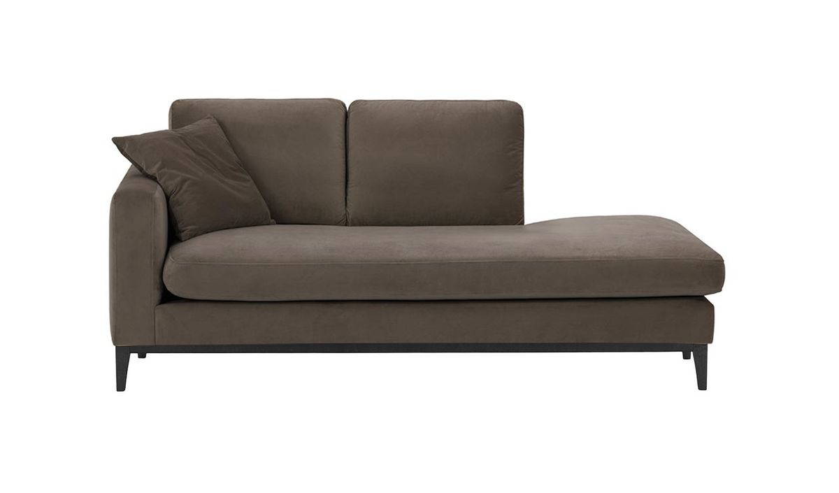 Chaise longue/divan gauche Covex Wood, gris éléphant - Velluto 17, Couleur des pieds: Noir