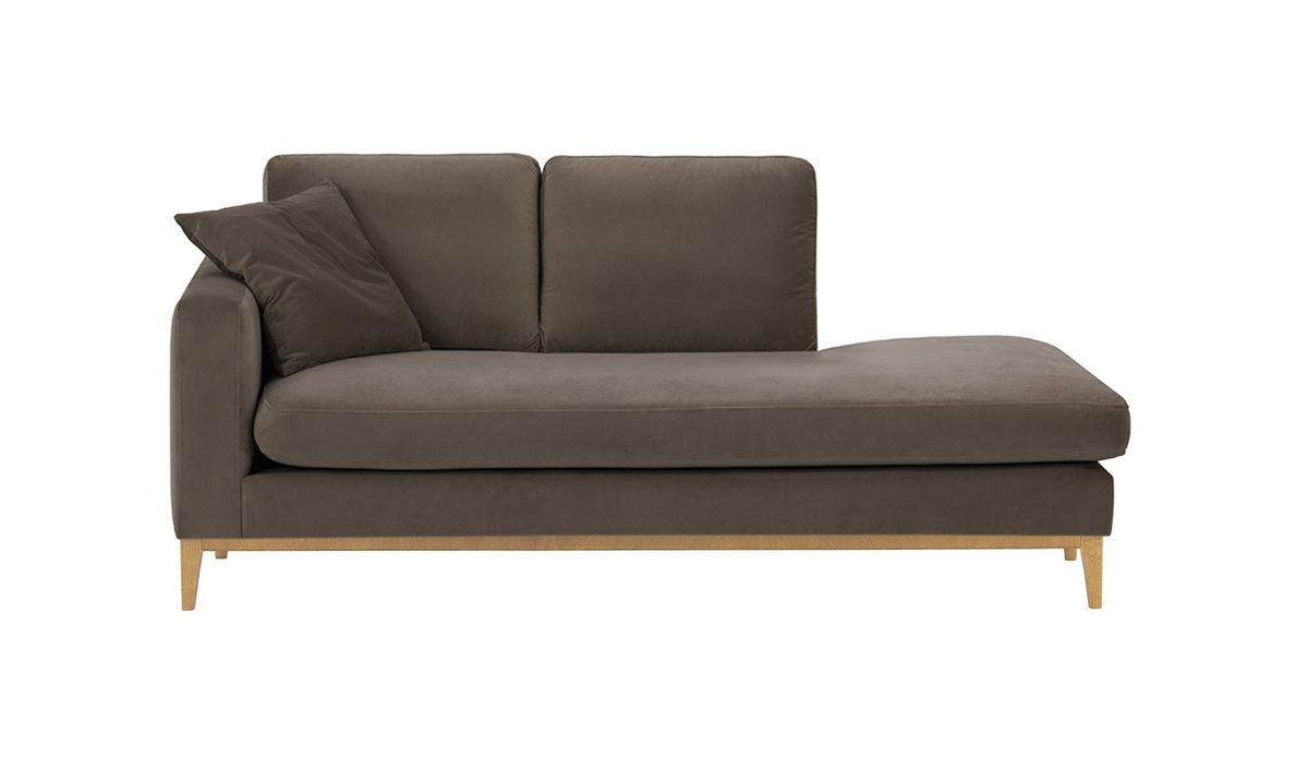 Chaise longue/divan gauche Covex Wood, gris éléphant - Velluto 17, Couleur des pieds: Chêne clair
