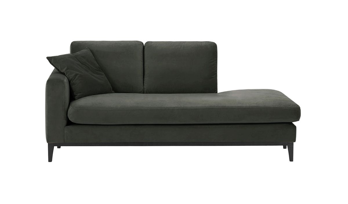 Chaise longue/divan gauche Covex Wood, graphite - Velluto 19, Couleur des pieds: Noir