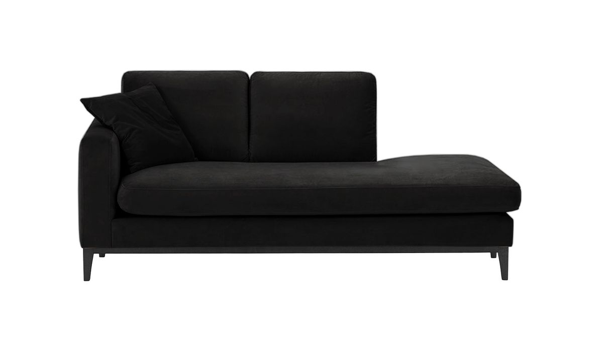 Chaise longue/divan gauche Covex Wood, noir - Velluto 20, Couleur des pieds: Noir