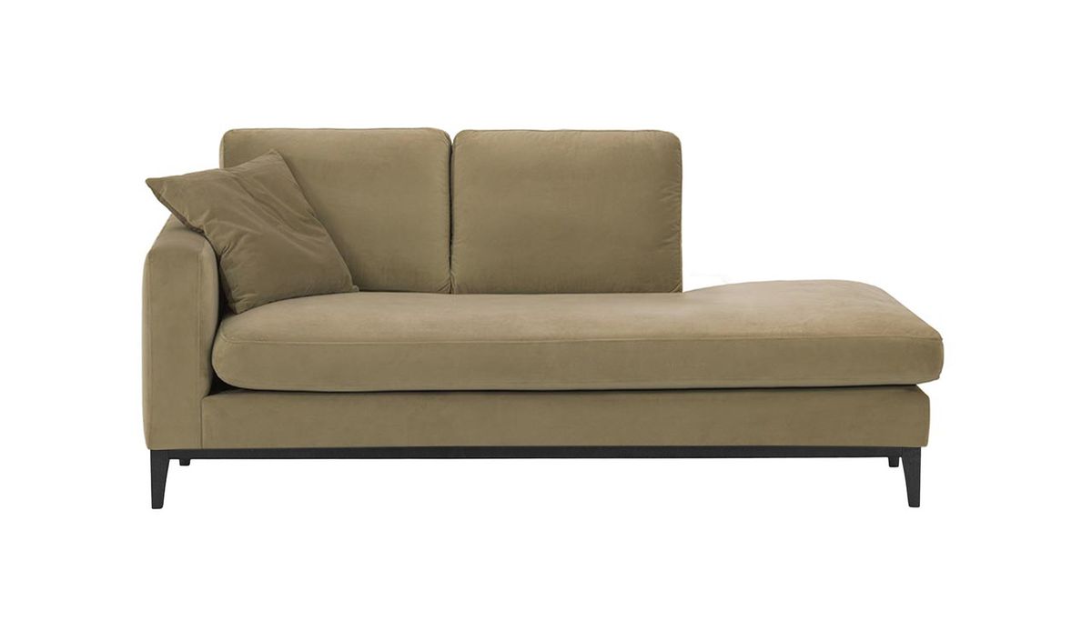 Chaise longue/divan gauche Covex Wood, beige - Velluto 3, Couleur des pieds: Noir