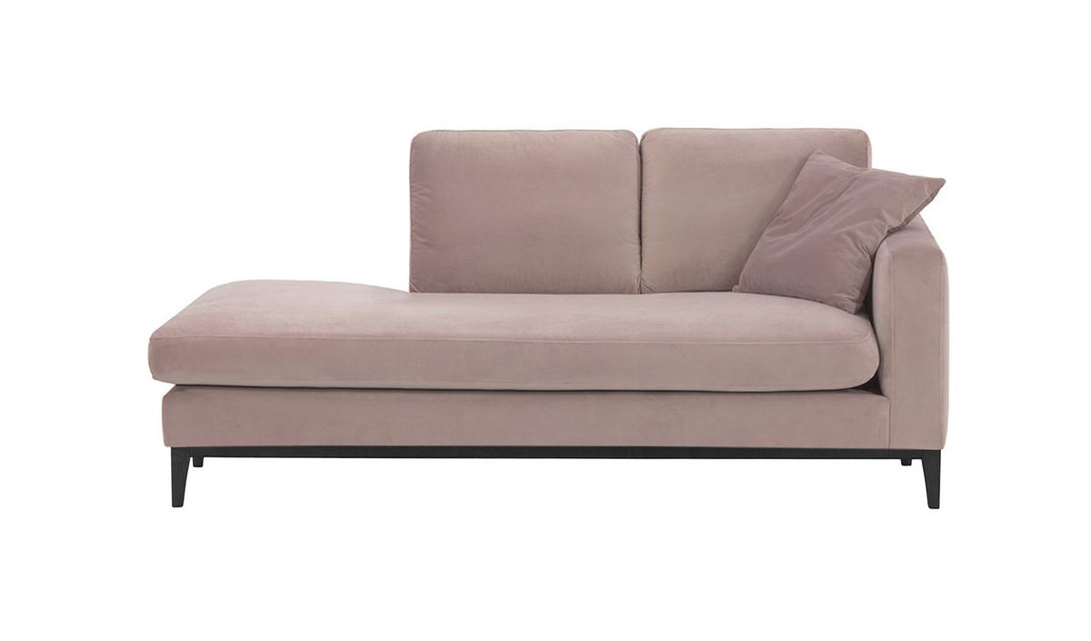 Chaise longue/divan droit Covex Wood, lila/rose - Velluto 14, Couleur des pieds: Noir