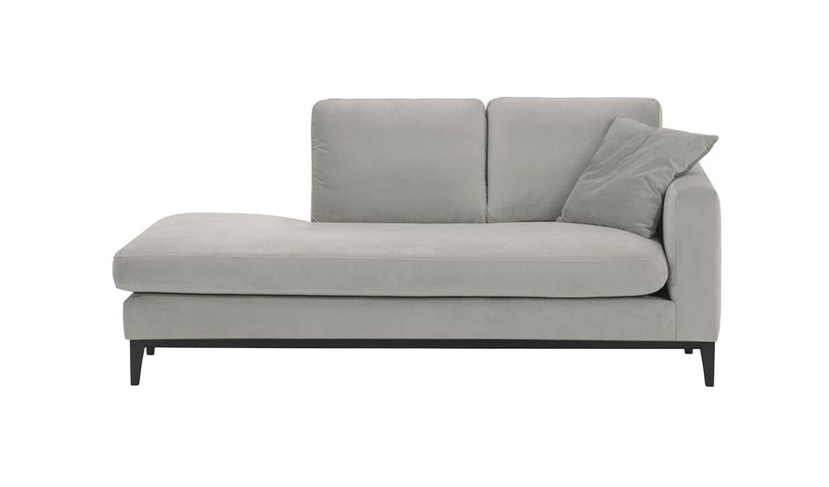 Chaise longue/divan droit Covex Wood, gris clair - Velluto 15, Couleur des pieds: Noir