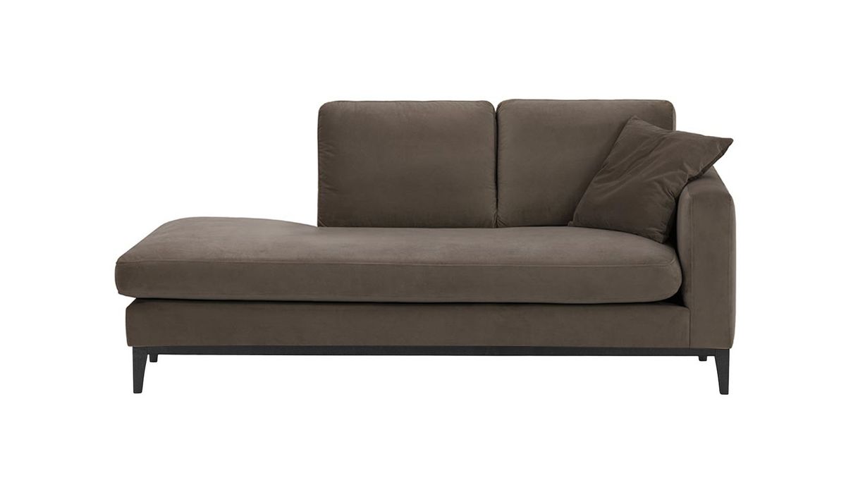 Chaise longue/divan droit Covex Wood, gris éléphant - Velluto 17, Couleur des pieds: Noir