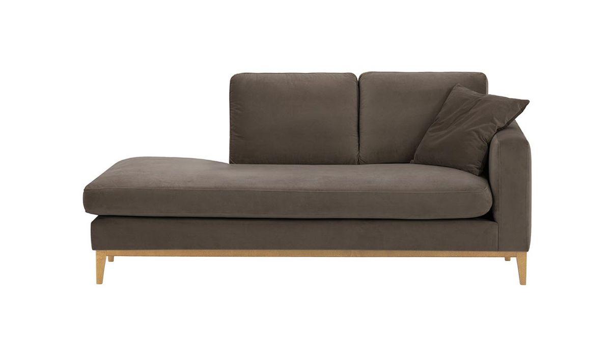 Chaise longue/divan droit Covex Wood, gris éléphant - Velluto 17, Couleur des pieds: Chêne clair