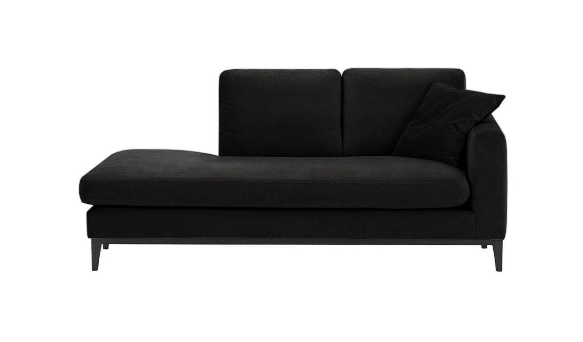 Chaise longue/divan droit Covex Wood, noir - Velluto 20, Couleur des pieds: Noir